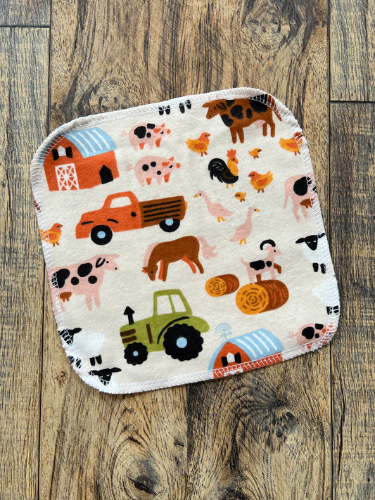 Farm Doodles 2ply flannel cloth wipes
