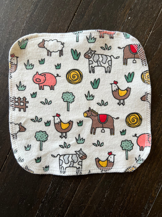 On the Farm 2ply flannel cloth wipes