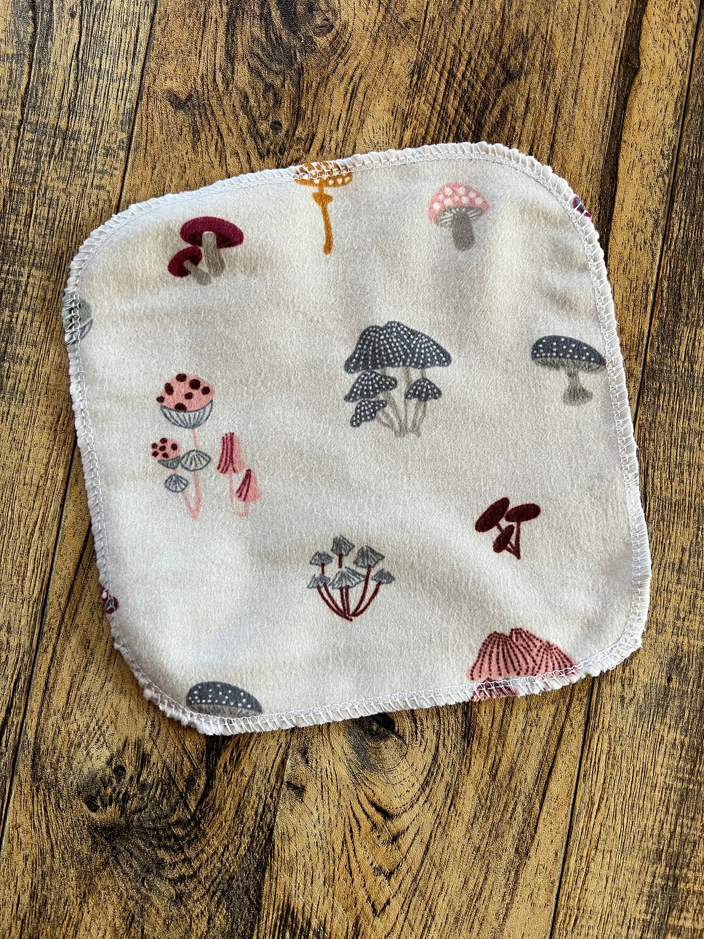 Cottage Mushrooms 2ply flannel cloth wipes