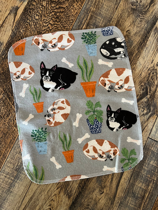 Dogs & Plants 2ply flannel reusable paper towel
