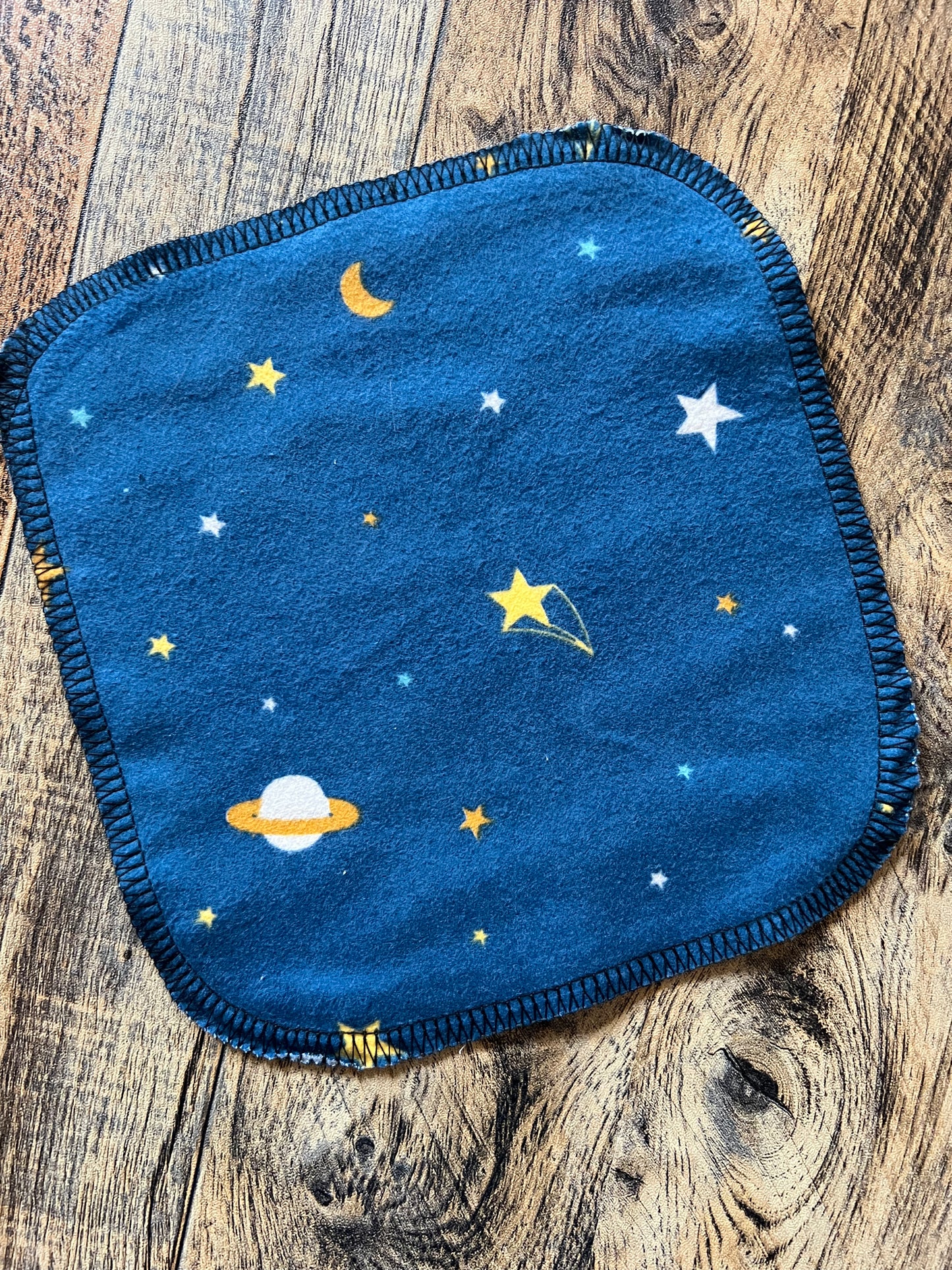 Space theme 2ply flannel cloth wipes
