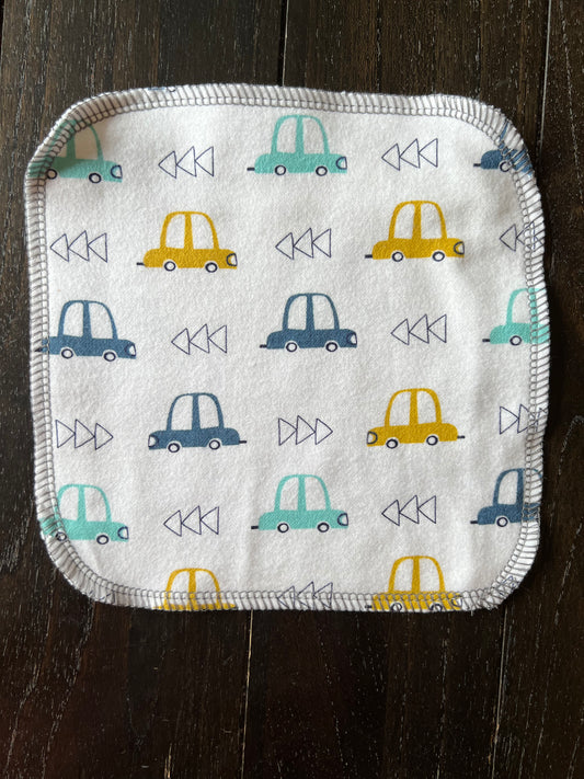 Cute Cars 2ply flannel cloth wipes