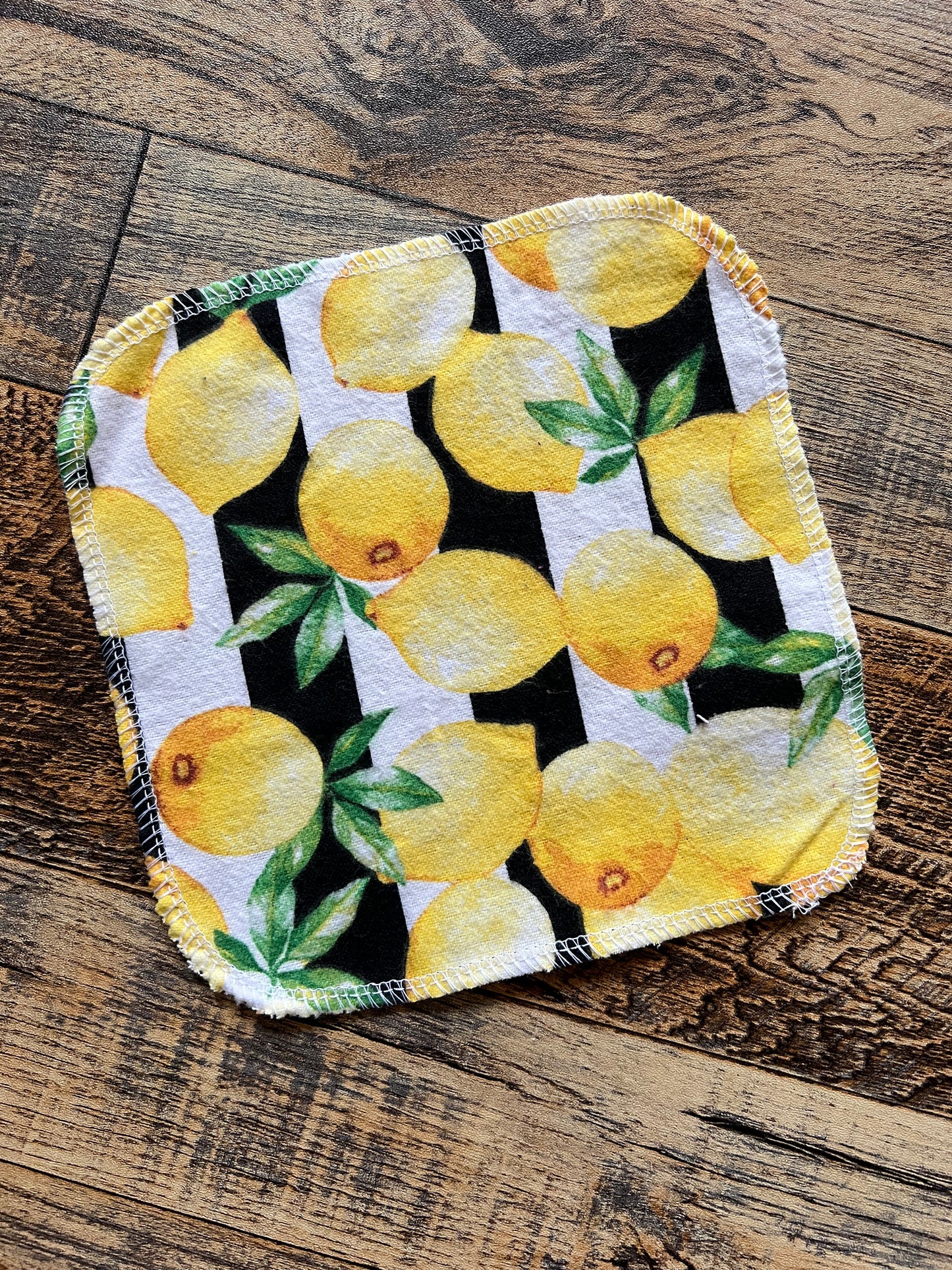 Lemon stripe 1ply flannel cloth wipe