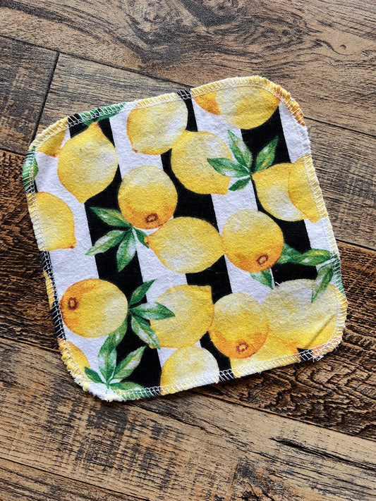 Lemon stripe 1ply flannel cloth wipe