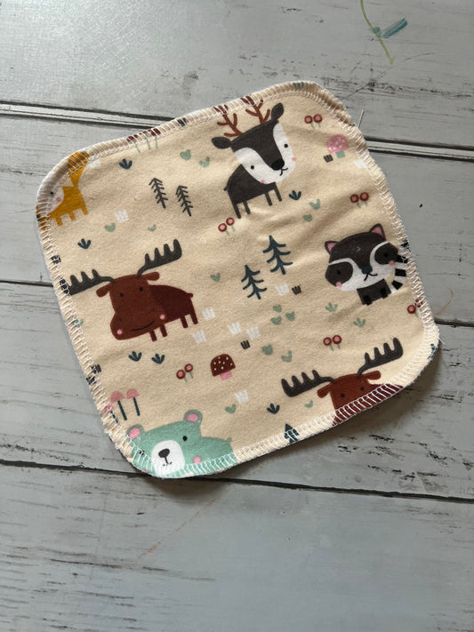 Cute Forest Animals 2ply flannel cloth wipes