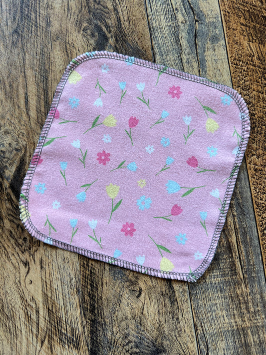 Tulips 1ply flannel cloth wipes