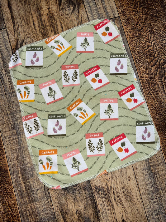 Garden Seeds 2ply flannel reusable paper towel