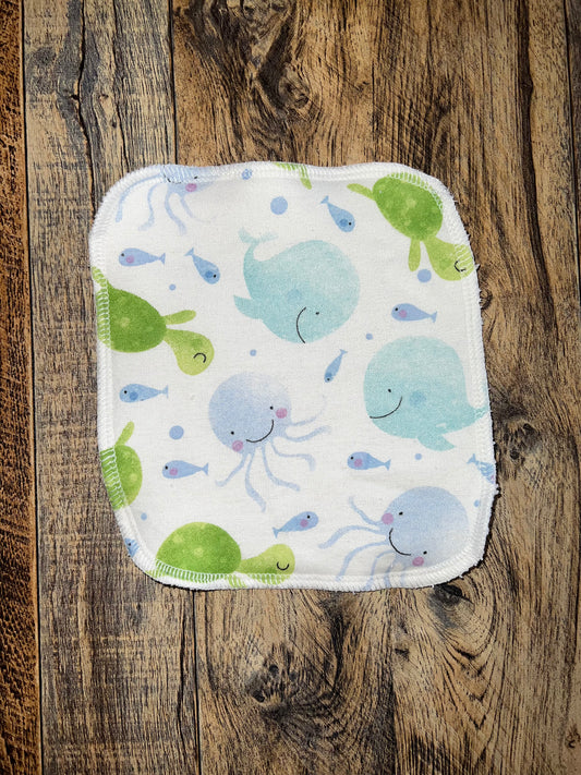 Sea Friends 2ply Terry flannel Washcloth