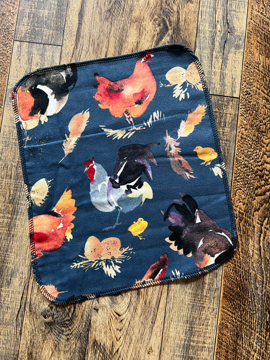 Chickens 2ply flannel reusable paper towels