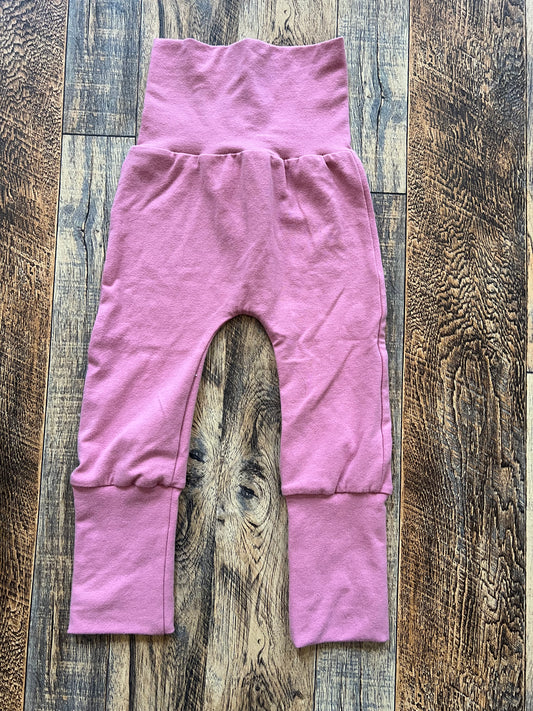 Solid Rose Pink 3-12m Miniloones Maxaloones Grow with me pants