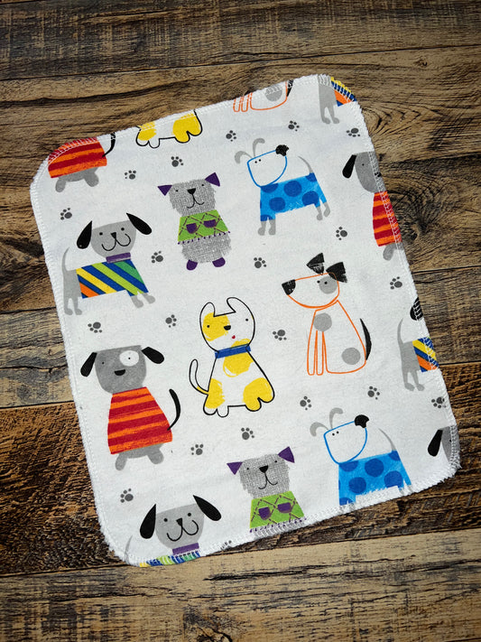 Colorful Pups 1ply flannel reusable paper towels