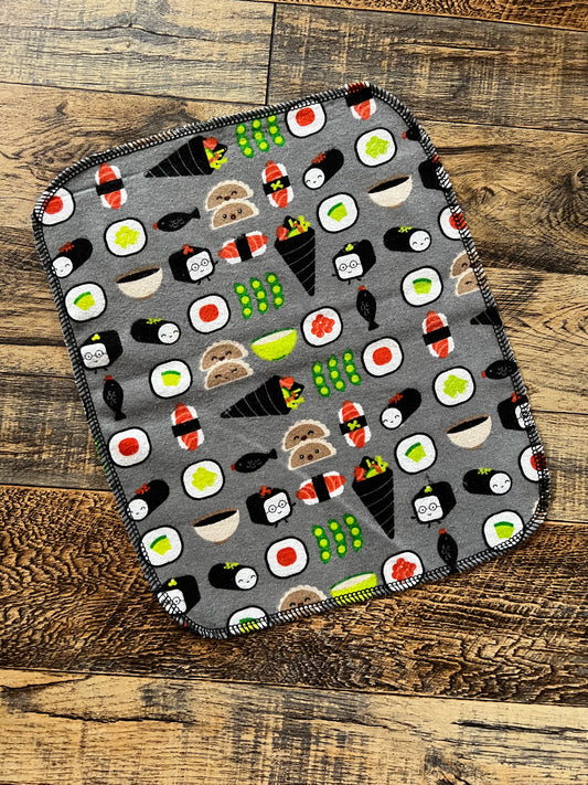 Happy Sushi 1ply flannel reusable paper towel